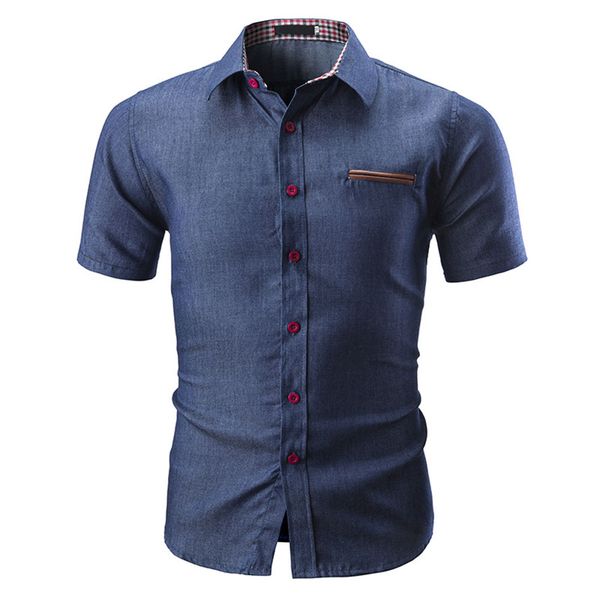 fashion mens business denim shirt short sleeve cotton jeans cardigan casual slim fit shirts men classic clothing, White;black
fashion mens business denim shirt short sleeve cotton jeans cardigan casual slim fit shirts men classic clothing, White;black