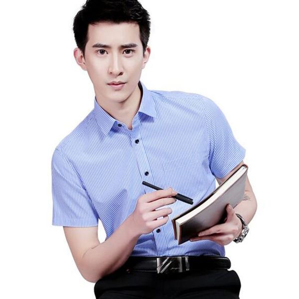dress shirts for business men slim fit summer short sleeve single breasted turn-down collar striped printed camisa, White;black
dress shirts for business men slim fit summer short sleeve single breasted turn-down collar striped printed camisa, White;black