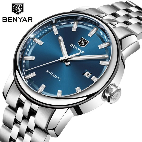 benyar 2019 new fashion leather watch automatic men wristwatch men mechanical steel watches relogio masculino, Slivery;brown
benyar 2019 new fashion leather watch automatic men wristwatch men mechanical steel watches relogio masculino, Slivery;brown