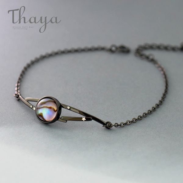 thaya milky stars design bracelet natural abalone shell s925 silver black bracelet with halo stone jewelry for women gift, Golden;silver
thaya milky stars design bracelet natural abalone shell s925 silver black bracelet with halo stone jewelry for women gift, Golden;silver
