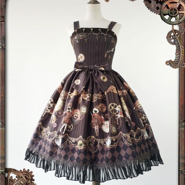 women's steampunk dress mechanical doll series printed lolita jsk dress by infanta *pre-order*, Black;red
women's steampunk dress mechanical doll series printed lolita jsk dress by infanta *pre-order*, Black;red