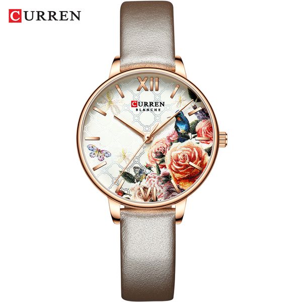 curren charming flower design watches women fashion casual leather wristwatch ladies watch female clock women's quartz watch, Slivery;brown
curren charming flower design watches women fashion casual leather wristwatch ladies watch female clock women's quartz watch, Slivery;brown