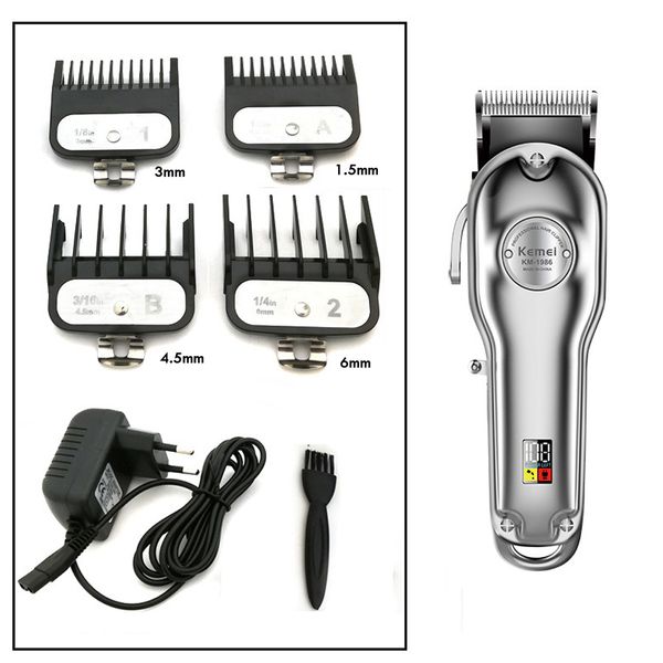 eu plug kemei all-metal barber professional hair clipper km-1986 electric cordless lcd hair trimmer gold silver hair cutting machine
eu plug kemei all-metal barber professional hair clipper km-1986 electric cordless lcd hair trimmer gold silver hair cutting machine