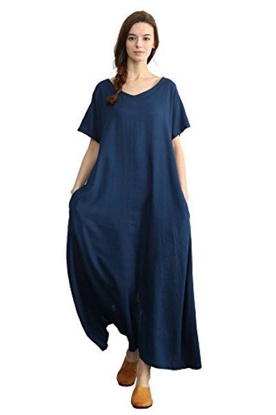 sellse women's linen loose summer large size long dress plus size cotton clothing, Black;gray
sellse women's linen loose summer large size long dress plus size cotton clothing, Black;gray