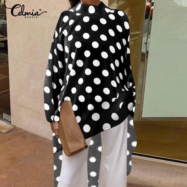 women and blouses 2019 celmia female autumn long sleeve asymmetrical casual shirts loose dot print blusas mujer plus size, White
women and blouses 2019 celmia female autumn long sleeve asymmetrical casual shirts loose dot print blusas mujer plus size, White