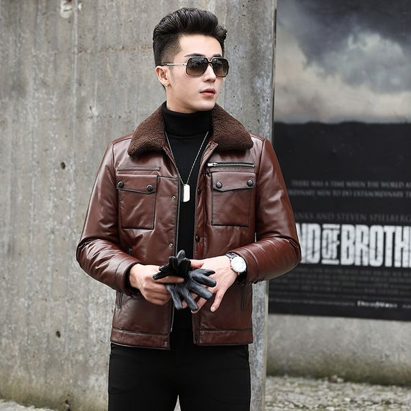 genuine leather jacket men 2019 real cow leather coats men's slim jacket duck down coat winter jaqueta de couro yy511, Black
genuine leather jacket men 2019 real cow leather coats men's slim jacket duck down coat winter jaqueta de couro yy511, Black