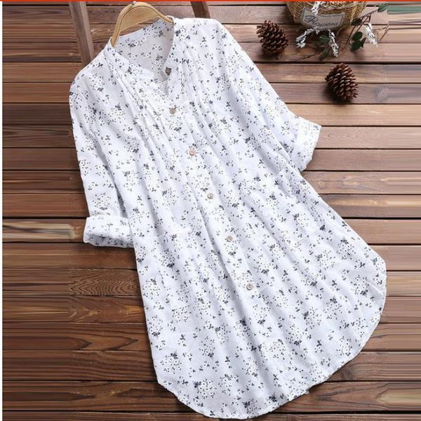 womens long loose blouses stand collar pleated floral print women long sleeve shirt casual blouse plus size blusas, White
womens long loose blouses stand collar pleated floral print women long sleeve shirt casual blouse plus size blusas, White