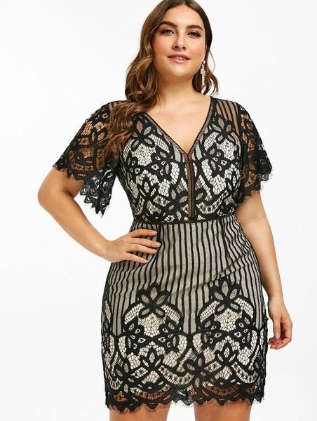 wipalo plus size lace plunge mini fitted dress bodycon summer short sleeves v-neck high waist stripe women party dress vestidos, White;black
wipalo plus size lace plunge mini fitted dress bodycon summer short sleeves v-neck high waist stripe women party dress vestidos, White;black