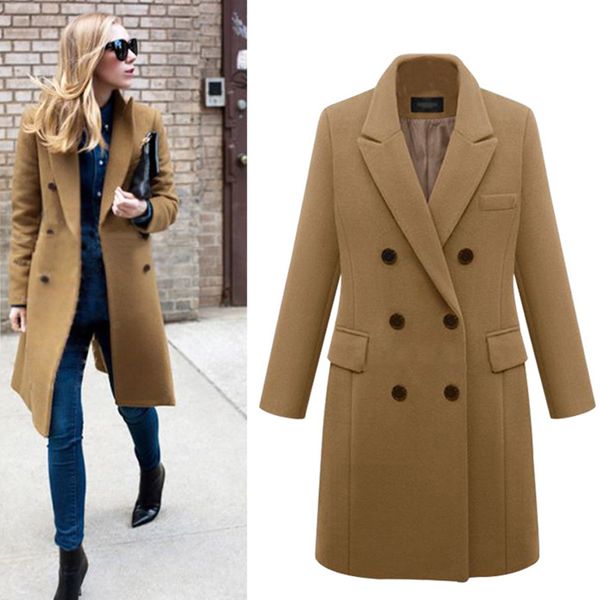 autumn winter wool coat women long jacket notched overcoat double breasted coats 2019 elegant office lady outwear plus size, Black
autumn winter wool coat women long jacket notched overcoat double breasted coats 2019 elegant office lady outwear plus size, Black