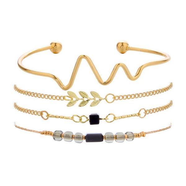 4pc set natural crystal gold leaf beads bracelets for women jewelry wholesale accesorios mujer, Black
4pc set natural crystal gold leaf beads bracelets for women jewelry wholesale accesorios mujer, Black