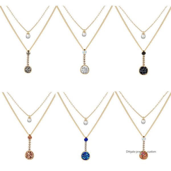 Double-deck Clavicle Chain Polychromatic Clusters Round Pendeloque Cut Necklace Love Real Gift
Double-deck Clavicle Chain Polychromatic Clusters Round Pendeloque Cut Necklace Love Real Gift