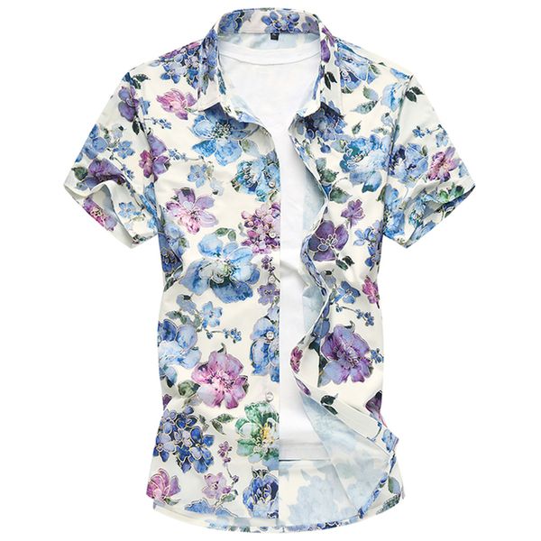 2018 new summer men's shirt slim fit short sleeve fashion print clothing trend casual male flower hawaiian shirts -5xl 6xl 7xl, White;black
2018 new summer men's shirt slim fit short sleeve fashion print clothing trend casual male flower hawaiian shirts -5xl 6xl 7xl, White;black