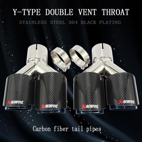 universal 304 stainless steel blue and bright carbon fiber y-type double outlet straight edge exhaust pipe tailpipe
universal 304 stainless steel blue and bright carbon fiber y-type double outlet straight edge exhaust pipe tailpipe