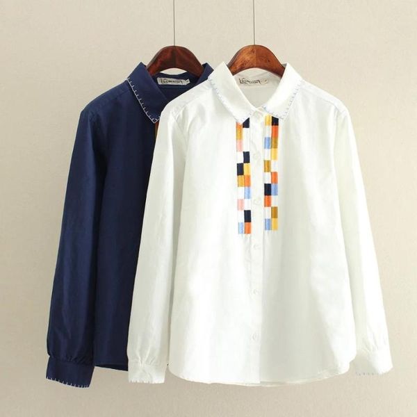 new women blouses lady female long sleeve check embroidery casual turn down navy shirt n76, White
new women blouses lady female long sleeve check embroidery casual turn down navy shirt n76, White