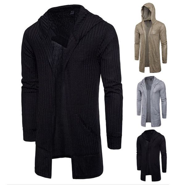 2019 autumn men hooded cardigan sweater casual long knit outwear stylish full sleeve, White;black
2019 autumn men hooded cardigan sweater casual long knit outwear stylish full sleeve, White;black