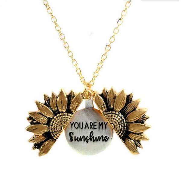 2019 new fashion open sunflower double lettering pendant jewelry charm 3 color personality sunflower pendant necklace for women, Silver
2019 new fashion open sunflower double lettering pendant jewelry charm 3 color personality sunflower pendant necklace for women, Silver