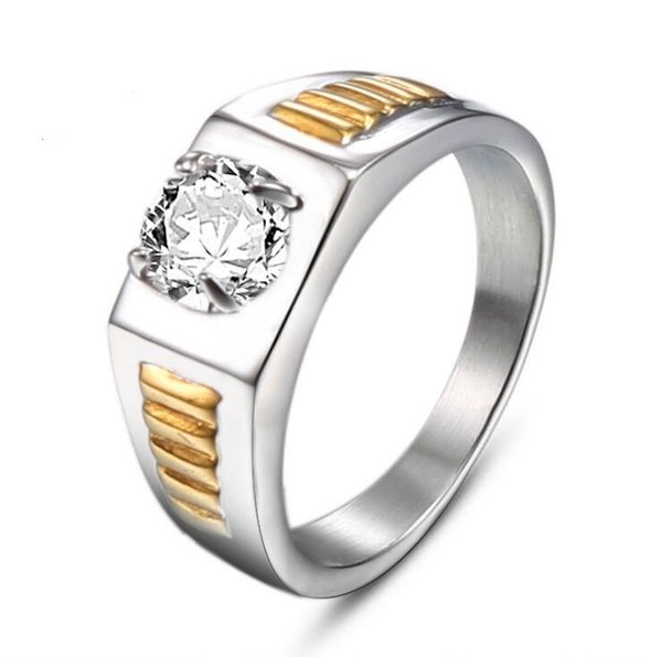 men 316l stainless steel wedding ring classical cz inlaid ring titanium steel artificial diamond ring jewelry for gender, Golden;silver
men 316l stainless steel wedding ring classical cz inlaid ring titanium steel artificial diamond ring jewelry for gender, Golden;silver