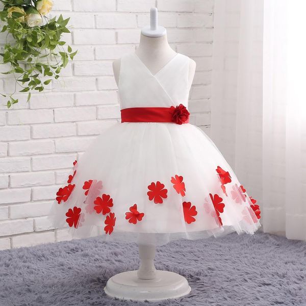 2020 white ball gown flower girl dresses for wedding with reb bow 3d appliques jewel neck tea length v neck girl's pageant dresses
2020 white ball gown flower girl dresses for wedding with reb bow 3d appliques jewel neck tea length v neck girl's pageant dresses