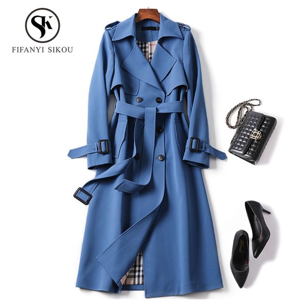 classic women trench coat fashion double breasted belt casual long trench 2019 spring new lady business outerwear high quality, Tan;black
classic women trench coat fashion double breasted belt casual long trench 2019 spring new lady business outerwear high quality, Tan;black