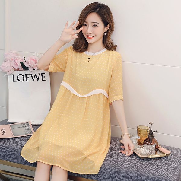 pregnant women summer polka dot chiffon dress short sleeve o-neck high waist maternity dress with lining sweet a-line cute, White
pregnant women summer polka dot chiffon dress short sleeve o-neck high waist maternity dress with lining sweet a-line cute, White