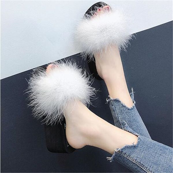 whf fur furry slide sweet feather thick bottom beach female sandals hair flip flops women home slippers indoor soft size 36-40, Black
whf fur furry slide sweet feather thick bottom beach female sandals hair flip flops women home slippers indoor soft size 36-40, Black