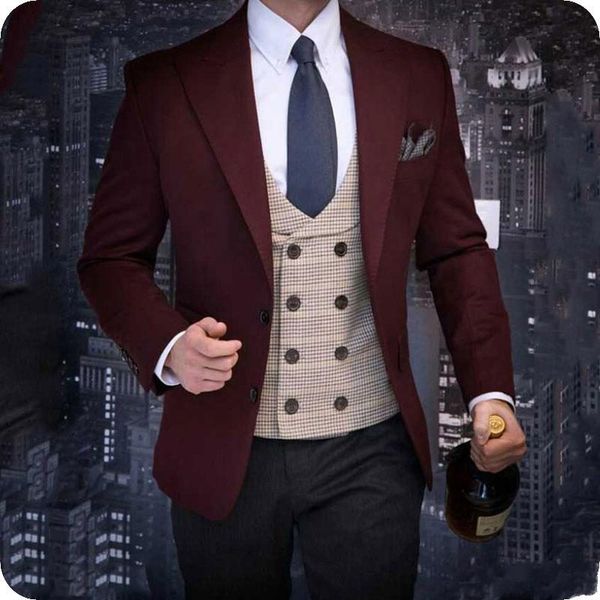 handsome two buttons burgundy groom tuxedos peak lapel men suits 3 pieces wedding/prom/dinner blazer (jacket+pants+vest+tie) w625, Black;gray
handsome two buttons burgundy groom tuxedos peak lapel men suits 3 pieces wedding/prom/dinner blazer (jacket+pants+vest+tie) w625, Black;gray