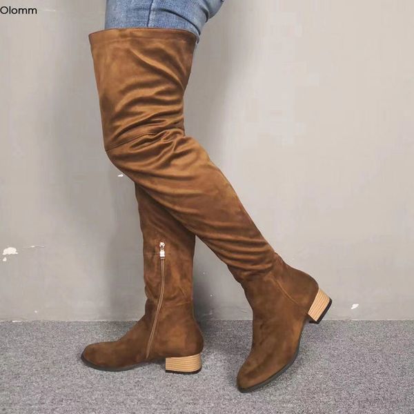 rontic new arrival women winter thigh high boots square low heels boots round toe nice camel casual shoes women plus us size 5-15, Black
rontic new arrival women winter thigh high boots square low heels boots round toe nice camel casual shoes women plus us size 5-15, Black