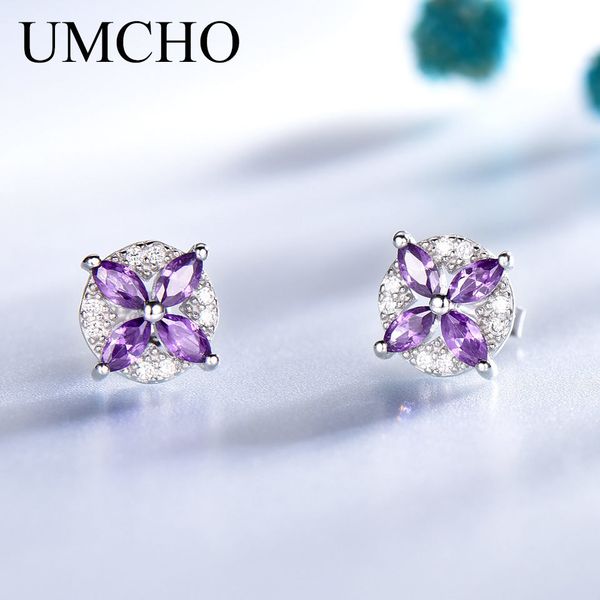 umcho solid 925 sterling silver flower stud earrings for women created amethyst gemstone jewelry silver earrings christmas gift cj191223, Golden;silver
umcho solid 925 sterling silver flower stud earrings for women created amethyst gemstone jewelry silver earrings christmas gift cj191223, Golden;silver