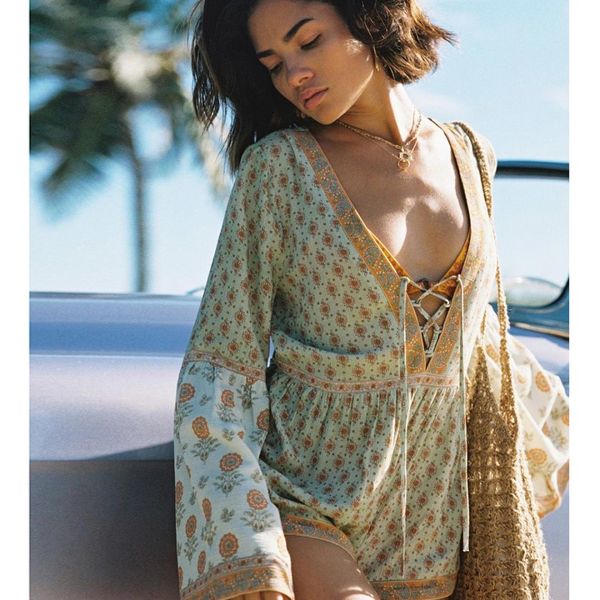long sleeve v neck playsuit women sunflower print jumpsuit spring summer rompers female overalls beach boho playsuits, Black;white
long sleeve v neck playsuit women sunflower print jumpsuit spring summer rompers female overalls beach boho playsuits, Black;white