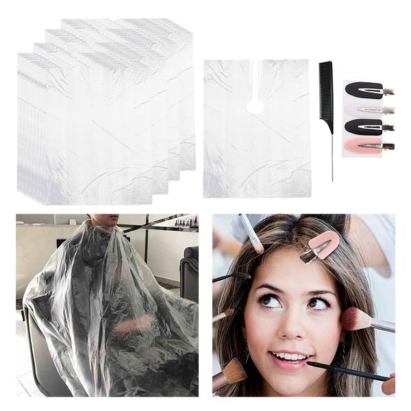 200x disposable hair cutting cape gown protector apron + hair clips and comb 
200x disposable hair cutting cape gown protector apron + hair clips and comb