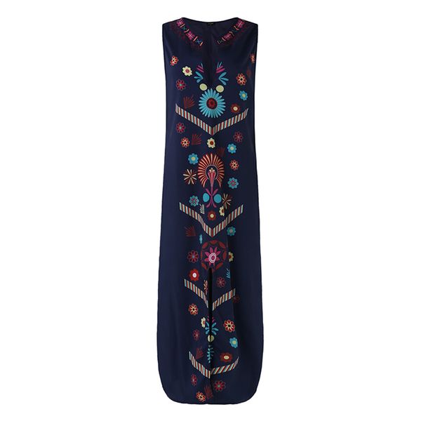 women vintage print maxi long dress 2019 vonda summer thin sleeveless split beach party dress casual loose vestido, Black;gray
women vintage print maxi long dress 2019 vonda summer thin sleeveless split beach party dress casual loose vestido, Black;gray