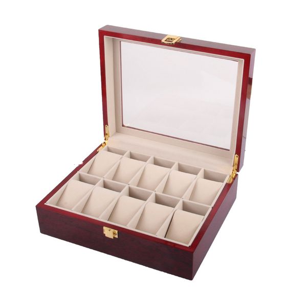 10 slot wood watch display box, Black;blue