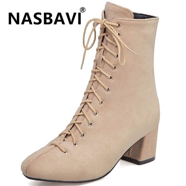 2019 new large size 43 suede leather ankle boots women fashion lace up shoes white beige boots square heels party short, Black
2019 new large size 43 suede leather ankle boots women fashion lace up shoes white beige boots square heels party short, Black