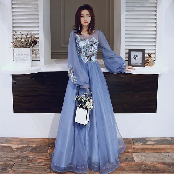 party dresses embroidery a-line women cr383 o-neck long sleeve vestido de fiesta blue invisible zipper formal evening dress 2021, White;black 
party dresses embroidery a-line women cr383 o-neck long sleeve vestido de fiesta blue invisible zipper formal evening dress 2021, White;black