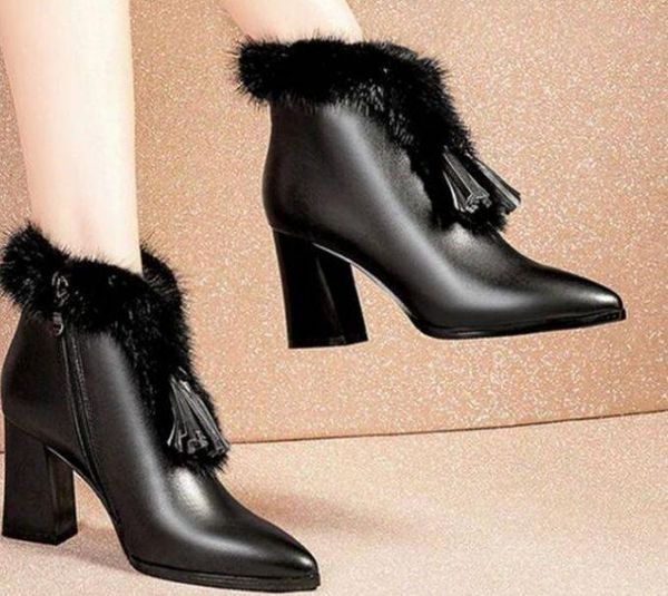 2019 women's boots in winter with new style high heel coarse heel pointed end @2191, Black
2019 women's boots in winter with new style high heel coarse heel pointed end @2191, Black