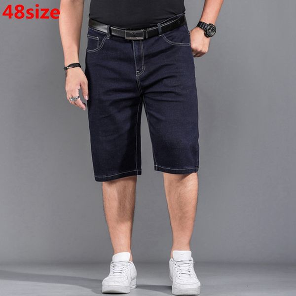 plus size xl shorts big size thin section stretch men's summer jeans loose black knee length jeans 46 48 44, Blue 
plus size xl shorts big size thin section stretch men's summer jeans loose black knee length jeans 46 48 44, Blue