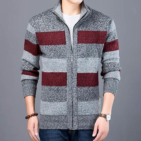 2019 autumn winter men's jacket coat fashion striped print long sleeve stand collar thick warm men coat b27, Black;brown
2019 autumn winter men's jacket coat fashion striped print long sleeve stand collar thick warm men coat b27, Black;brown
