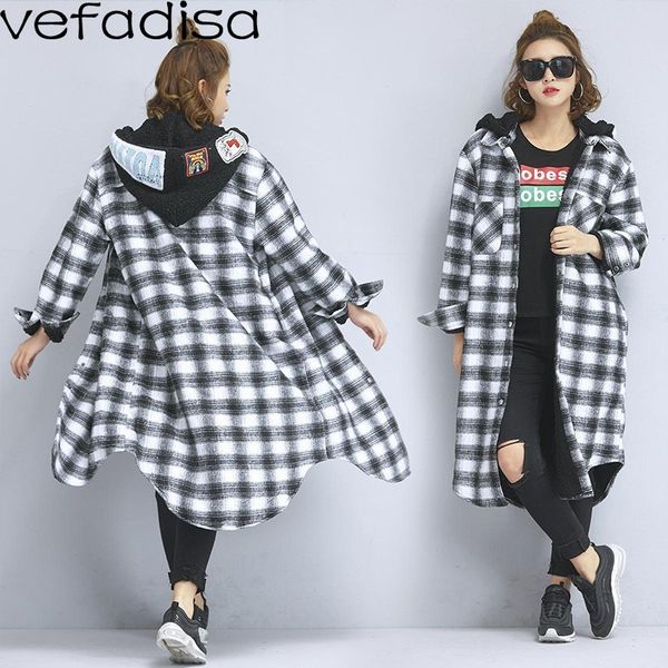 vefadisa women plaid plush hooded parkas winter cartoon irregular coat single breasted parkas girls long sleeve overcoat zld356, Black
vefadisa women plaid plush hooded parkas winter cartoon irregular coat single breasted parkas girls long sleeve overcoat zld356, Black