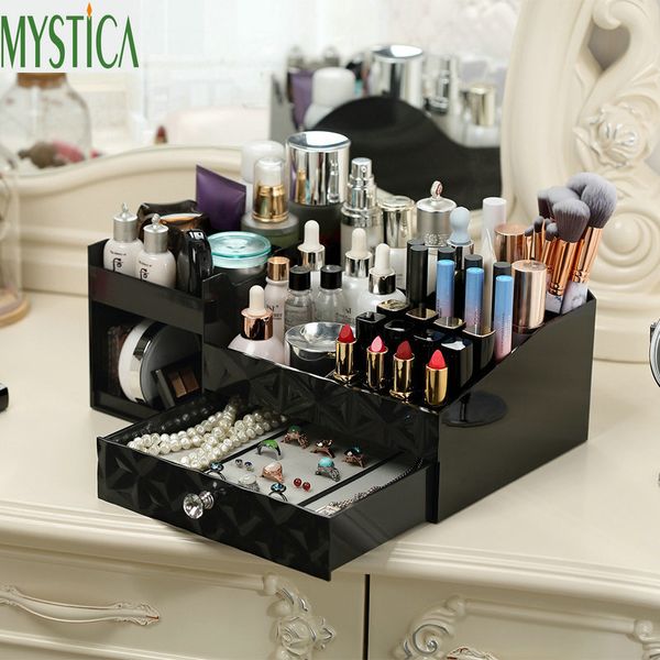 

home cosmetic storage box plastic deskdrawer makeup organizer case dresser jewelry lipstick holder skin care finishing boxes