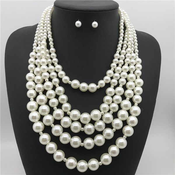 luxury european and american famous luxury exaggerated earrings necklace set clavicle chain imitation pearl multi-layer necklace sweater cha, Golden;silver
luxury european and american famous luxury exaggerated earrings necklace set clavicle chain imitation pearl multi-layer necklace sweater cha, Golden;silver