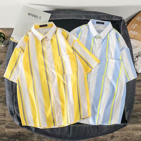 men's casual shirts pocket shirt men summer short sleeve 2021 striped harajuku streetwear loose blouse beach, White;black
men's casual shirts pocket shirt men summer short sleeve 2021 striped harajuku streetwear loose blouse beach, White;black
