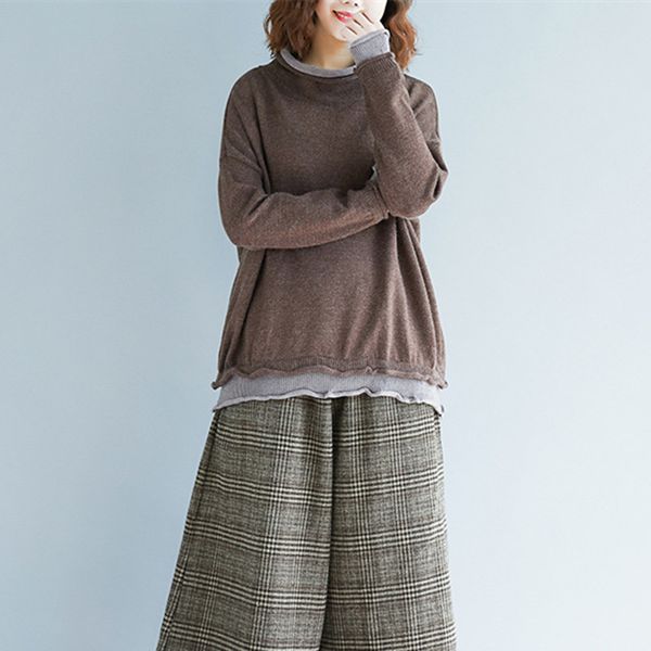 johnature 2019 autumn winter casual batwing loose women knitting new solid color patchwork hit color female sweaters, White;black
johnature 2019 autumn winter casual batwing loose women knitting new solid color patchwork hit color female sweaters, White;black