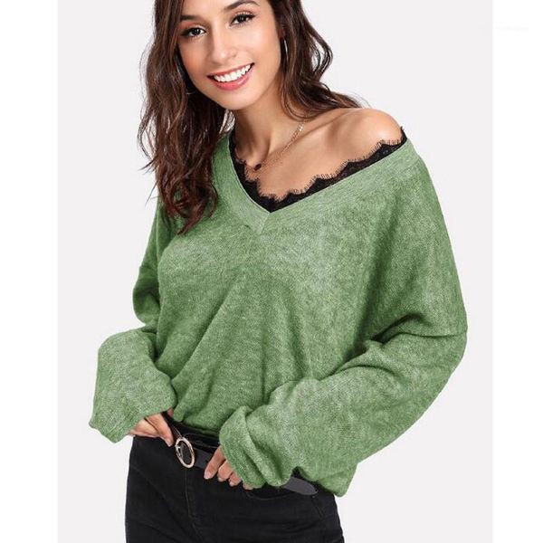 long sleeves casual solid color loose pullover sweater female luxury clothes woman designer sweaters fashion v neck, White;black
long sleeves casual solid color loose pullover sweater female luxury clothes woman designer sweaters fashion v neck, White;black