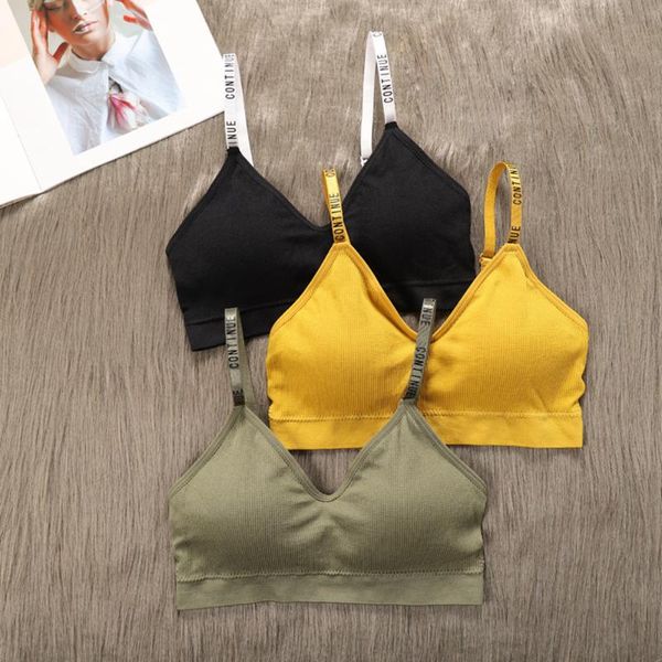 push up crop women solid bra fitness bralette wire padded brassiere sleeveless tank, Black;white