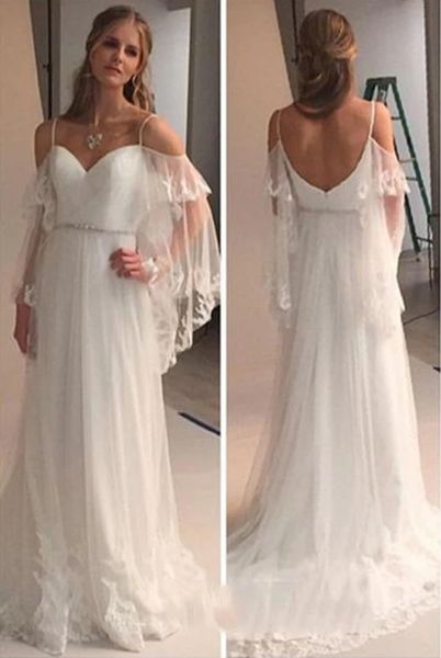 elegant boho spaghetti strap tulle long sweep train lace wedding dress crystal sash beach country off-shoulder bohemian bridal gowns, White
elegant boho spaghetti strap tulle long sweep train lace wedding dress crystal sash beach country off-shoulder bohemian bridal gowns, White
