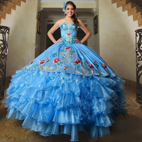 light blue ball gown quinceanera dresses embroidery puffy organza ruffles skirt sweet 16 masquerade dress 2020 special occasion prom gowns, Blue;red
light blue ball gown quinceanera dresses embroidery puffy organza ruffles skirt sweet 16 masquerade dress 2020 special occasion prom gowns, Blue;red