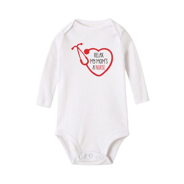 relax my mom's a nurse printed funny baby bodysuit cotton long sleeve baby body rompers infant baby boy girl onesie clothes, White
relax my mom's a nurse printed funny baby bodysuit cotton long sleeve baby body rompers infant baby boy girl onesie clothes, White