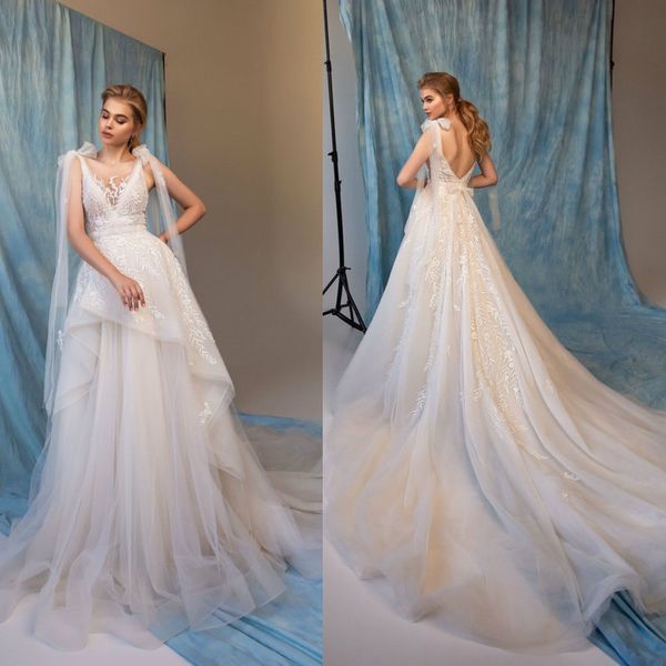2020 bohemian wedding dresses scoop neck lace appliques bridal gowns custom made backless sweep train a-line wedding dress, White
2020 bohemian wedding dresses scoop neck lace appliques bridal gowns custom made backless sweep train a-line wedding dress, White