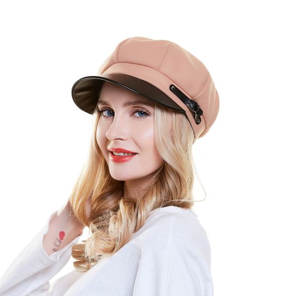 women wool beret spring autumn octagonal hat vintage elegant newsboy cap french beret hats with visor, Blue;gray
women wool beret spring autumn octagonal hat vintage elegant newsboy cap french beret hats with visor, Blue;gray