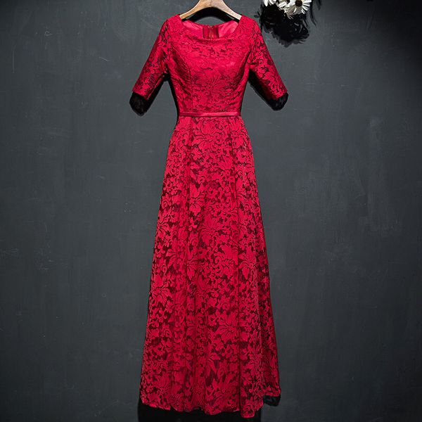 short sleeves lace elegant evening formal dresses 2020 dark red long evening gowns real p party dress, Black;red
short sleeves lace elegant evening formal dresses 2020 dark red long evening gowns real p party dress, Black;red